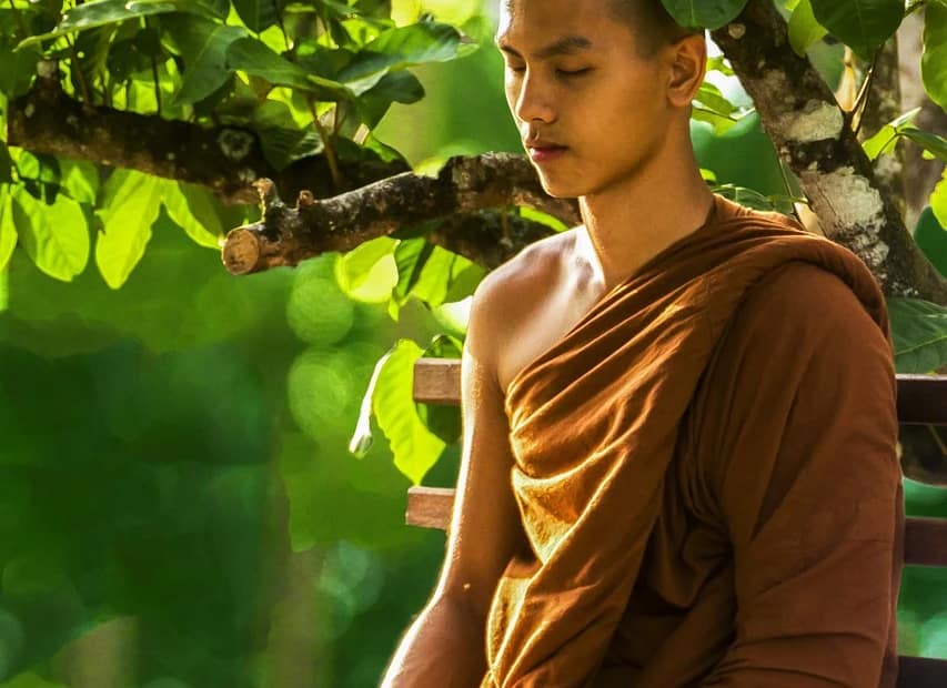 A monk seating in Zen Meditation