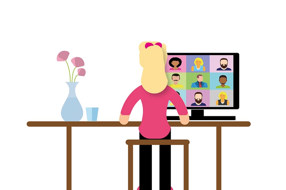 Illustration of a woman on a video call