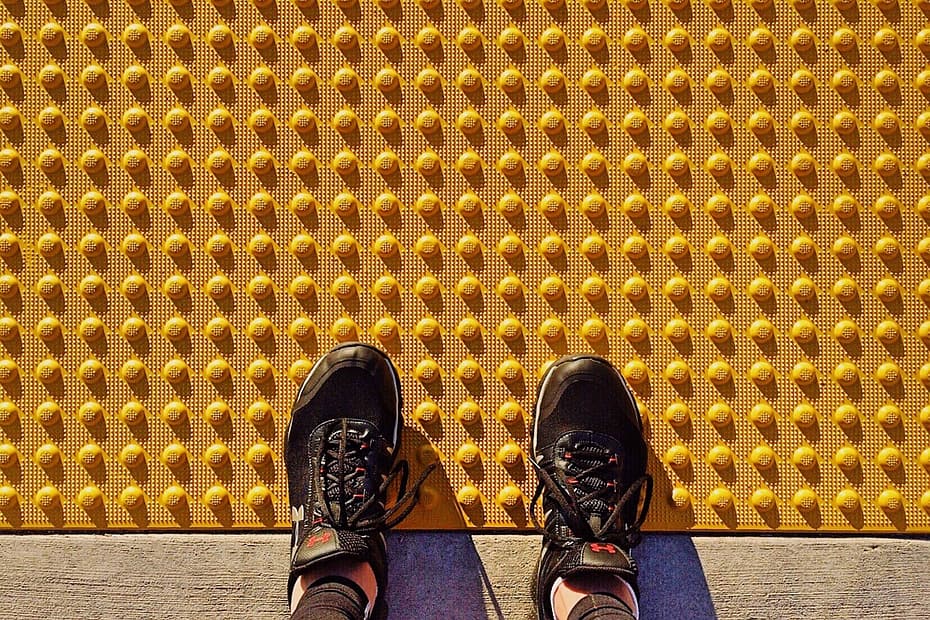 A pair of shoes on the accessible safety thread